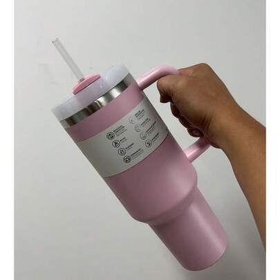 40Oz H2.0 Tumbler With Handle, Double Walled Vacuum Insulated Stainless Steel Water Bottle Premium Summer Drinkware Portable Handy Flask Travel Mug Iced Coffee Cup For Outdoor Camping, Hiking, Driving, Travel, Perfect Gift Idea