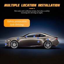 FCV 6片装强力反光条贴纸，适用于汽车引擎盖、保险杠等，3D安全夜间可见度警示保护贴花，碳纤维防刮贴纸，通用型，适用于车辆、卡车、SUV