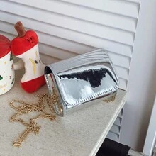 حقيبة كتف صغيرة بسلسلة ليزر وفيونكة أنيقة للفتيات، حقيبة كروس بدي صغيرة - A - مشاهدة 12