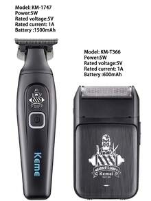 Kemei Juego de cortapelos para hombres 2 en 1 - Kit de herramientas de aseo recargable por USB, cortadora de cabello profesional, recortadora y afeitadora de barba para hombres, uso de barbería, juego de herramientas de corte de cabello en casa, regalo para hombres, regalo del Día del Padre - Negro - Ver 5