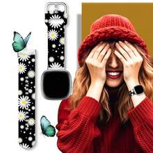 Compatible With Watch Band Fitbit Versa 3, Versa 4, Sense, Sense 2, Holiday Pattern Silicone Replacement Strap{Inchcolor_nameinch:InchBlackDaisyinch,Inchsize_nameinch:InchForVersa4/Versa3/Sense2/Senseinch} - BlackDaisy - View 8
