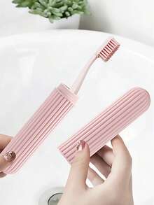 1pc Toothbrush Cover, Toothbrush Case, Portable Protective Toothbrush Cover, Lightweight Multi-Functional Toothbrush Travel Case, Toothbrush Storage Case, Suitable For Travelling, Camping, Gym, School, Travel Toothbrush Cover - Multicolor - View 1