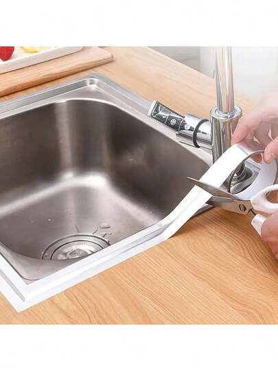 1 Rollo de cinta de aluminio, tira de calafateo, cinta autoadhesiva resistente al agua y al moho para bañera, ducha del baño, inodoro, cocina, bordes del lavabo