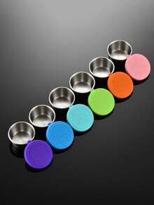 6pcs Salad Dressing Containers, Stainless Steel Mini Sauce Cups With Leak-Proof Silicone Lids, Stainless Steel Dipping Dishes With Leak-Proof Silicone Lids, Portable Sealed Bowls For Lunch Box, Picnic And Travel - Multicolor - View 11