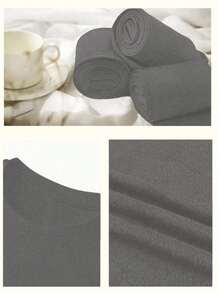 1 件亚麻灰色修身圆领长袖保暖内衬，秋冬款 - 灰色 - 查看 6