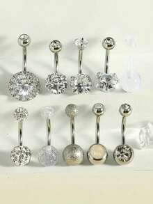 10 件/套医用钢内螺纹肚脐环，14G 女士/男士肚脐穿孔饰品