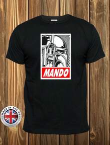 Boba Fett  Mandalorian Bounty Hunter Style Hunt Black T Shirt, Unisex, Ladies Fitted A - Black - View 1