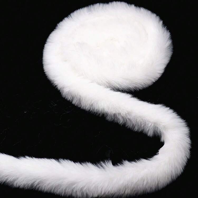 白色人造毛皮饰边丝带面料 3厘米/5厘米 人造蓬松条 兔毛蕾丝工艺缝纫装饰毛绒DIY用品手工制作毛绒，适用于帽子、鞋子、节日服装、圣诞树装饰 - 彩色 - 查看 10