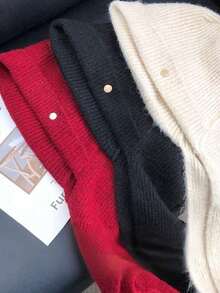 Women's Fashion Versatile Balaclava Hat, Knitted Hat Scarf Set, Autumn/Winter Outdoor Ear Warmer Beanie Autumn Decor - 彩色 - 查看 4