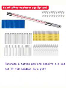 手动纹眉笔套装，含20根或100根混合针头 - 眉毛纹绣工具套装，多种款式可选。手动纹眉笔套装，含20根混合针头，多种设计可选，专业微针纹绣笔 - 三合一多功能眉笔、眼线笔、唇线笔，多种尺寸可选。微针纹绣笔 - 三合一眉笔、眼线笔、唇线笔，多种尺寸可选。