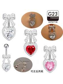 1 قطعة من خواتم ثقب السرة المقلوبة، من سبيكة التيتانيوم F136/صلب التيتانيوم، بتصميم أوروبي وأمريكي شخصي، خاتم سرة مقلوب بشكل فراشة وقلب للمراهقات، ذو سن خارجي - متعدد الألوان - مشاهدة 11