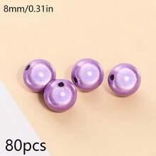 80pcs 8mm Cool Laser Reflective Acrylic Beads Set, Y2K Iridescent Loose Beads For DIY Jewelry Making, Handmade Bracelet, Necklace, Phone Chain, Bag Accessories, Beading Supplies - Multicolor - View 13