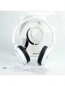 1 buc Căști over-ear cu fir, cu conectare de 3,5 mm - Alb și negru la modă, căști confortabile și căptușite, cablu, ideale pentru jocuri, ascultare muzică și vizionare video