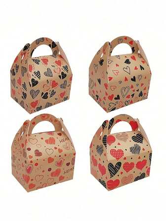 24个情人节心形图案礼盒，牛皮纸礼品包装盒，适用于求婚、婚礼、周年纪念、母亲节和订婚派对回礼装饰