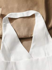 Women's Solid Color Minimalist Daily Button Halter Camisole Casual White Summer - White - View 5