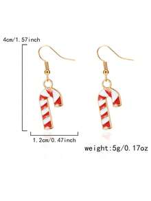 圣诞耳环，卡通条纹圣诞老人拐杖，滴油创意圣诞耳环 - 拐杖耳飾 - 查看 8