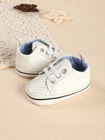 1双男女通用婴儿PU纯色休闲鞋，适合0-1岁新生儿，春秋季款