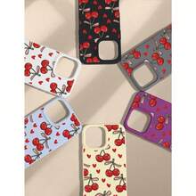 Fundas Para Iphone TPU Compatible Con IPhone 16/16Pro/16Plus/15/15ProMax/15Pro/14/13/12/11,Adorable Diseño De Cerezas, Funda Suave Creativa Y Premium, Resistente Al Agua, A Los Golpes Y A Los Arañazos - Negro - Ver 7