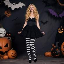 2 Pairs Women's Nylon Striped Tights Striped Tights Women Women's Stocking Hosiery - Đỏ và Đen - Xem 10