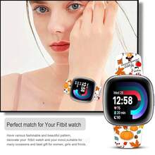 Compatible con la correa del reloj Fitbit Versa 3, Versa 4, Sense, Sense 2, correa de repuesto de silicona con patrón navideño {color_name:Dando las gracias Turquía Blanco, size_name:Para Versa4/Versa3/Sense2/Sense - Gracias 1givingTurkeyWhite - Ver 6