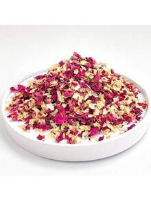 1 pieza/30g Mezcla natural de pétalos de rosa y flores de jazmín secas, adecuado para decoración interior, aromatizante de armario, elaboración de velas DIY, decoraciones de boda y talla grande, regalos de cumpleaños de verano, decoración de habitación, útiles escolares