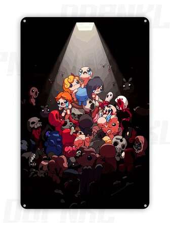 Póster de arte de hierro inspirado en el juego Binding of Isaac, de 8x12" - Decoración de pared de metal resistente al agua para la sala de estar y el dormitorio