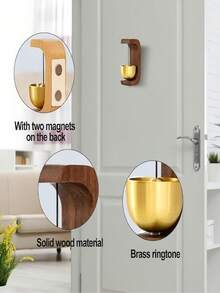 1-3pcs Vintage Style Indoor Copper Alloy Wind Chimes, Metal Door Hanging Clocks, Entrance Alarm Bells And Hanging Decorative Bells. Waterproof And Rust-Resistant Design, Striking Sound Reminder, Holiday Gifts, Home Office Decor, Wooden Wind Chimes, Elegant Home Decor - Multicolor - View 10