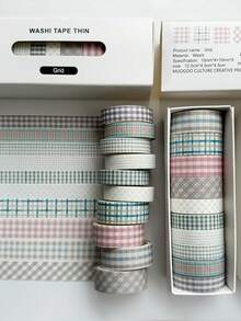 10 Rolls Vintage Washi Tape Set Basic Masking Retro Artwork Decorative Tapes For Arts, DIY Crafts, Journals, Planners, Scrapbook, Wrapping - Multicolor - View 7