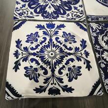 4件套花卉植物图案藏青色和白色涤纶枕套，复古波西米亚风格装饰靠垫套，45*45厘米/17.71英寸X17.71英寸，适用于客厅、卧室、沙发、床装饰，不含枕芯