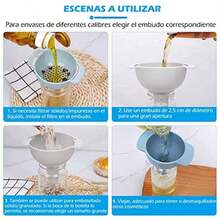 Embudos de cocina para llenar botellas,Juego de embudos de 3,Embudo de aceite,Resistente y no se deforma fácilmente,Adecuado para todo tipo de alimentos sólidos y líquidos(default) - Multicolor - Ver 6