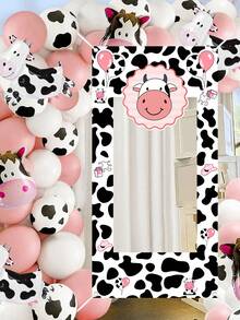 1 khung ảnh tiệc bò phông nền, 60x120cm Polyester đen trắng ảnh biểu ngữ, đạo cụ chụp ảnh, khung ảnh cho các buổi tụ họp và sự kiện ngày lễ, hoàn hảo cho trang trí tiệc theo chủ đề trang trại nhu cầu tiệc sinh nhật trang trí tiệc - bò sữa - Xem 7