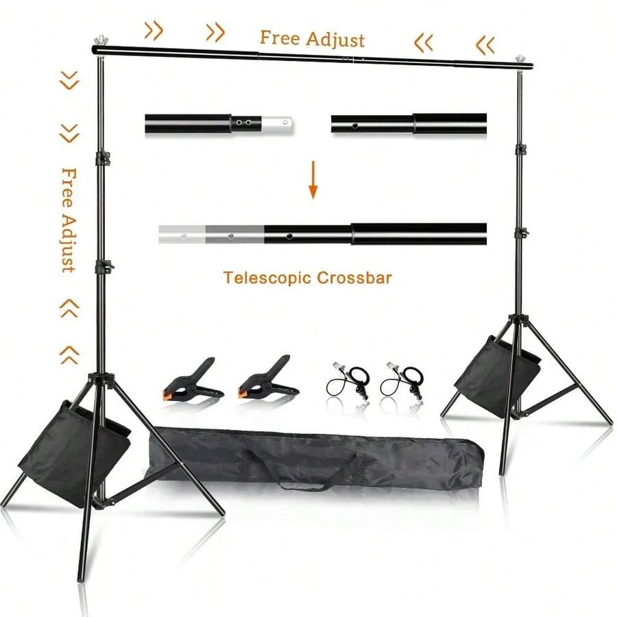 2.6x3M/8.5x10ft Soporte de Fondo para Estudio de Fotografía y Video, Sistema de Soporte de Fondo Telescópico Ajustable con Bolsa de Transporte - Bolsa de  flexible - Ver 1