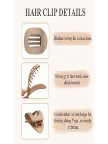 Random Color Hair Clips For Back Of Head, Flat Round Shape With Hidden Tooth Roots, Unique Smooth Arc, Daily Hair Decor [No Visible Fasteners]