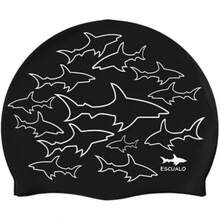 escualo Gorra para Natacion Unisex Adulto Modelo Shark (Silicon) Impermeable, Unitalla, Color Negro - 1 - Ver 2