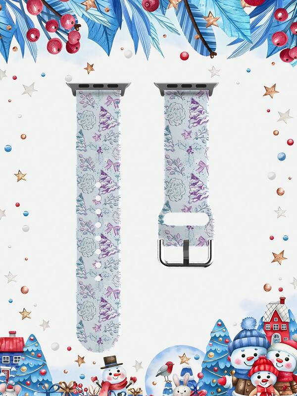 1 pezzo Cinturino di ricambio morbido ed elastico, con albero di Natale scintillante viola e blu, compatibile con smartwatch , Garmin, Honor, misure 38mm 40mm 41mm 45mm 44mm 42mm 49mm, cinturino in silicone casual e alla moda multicolore per Apple Watch Ultra Series