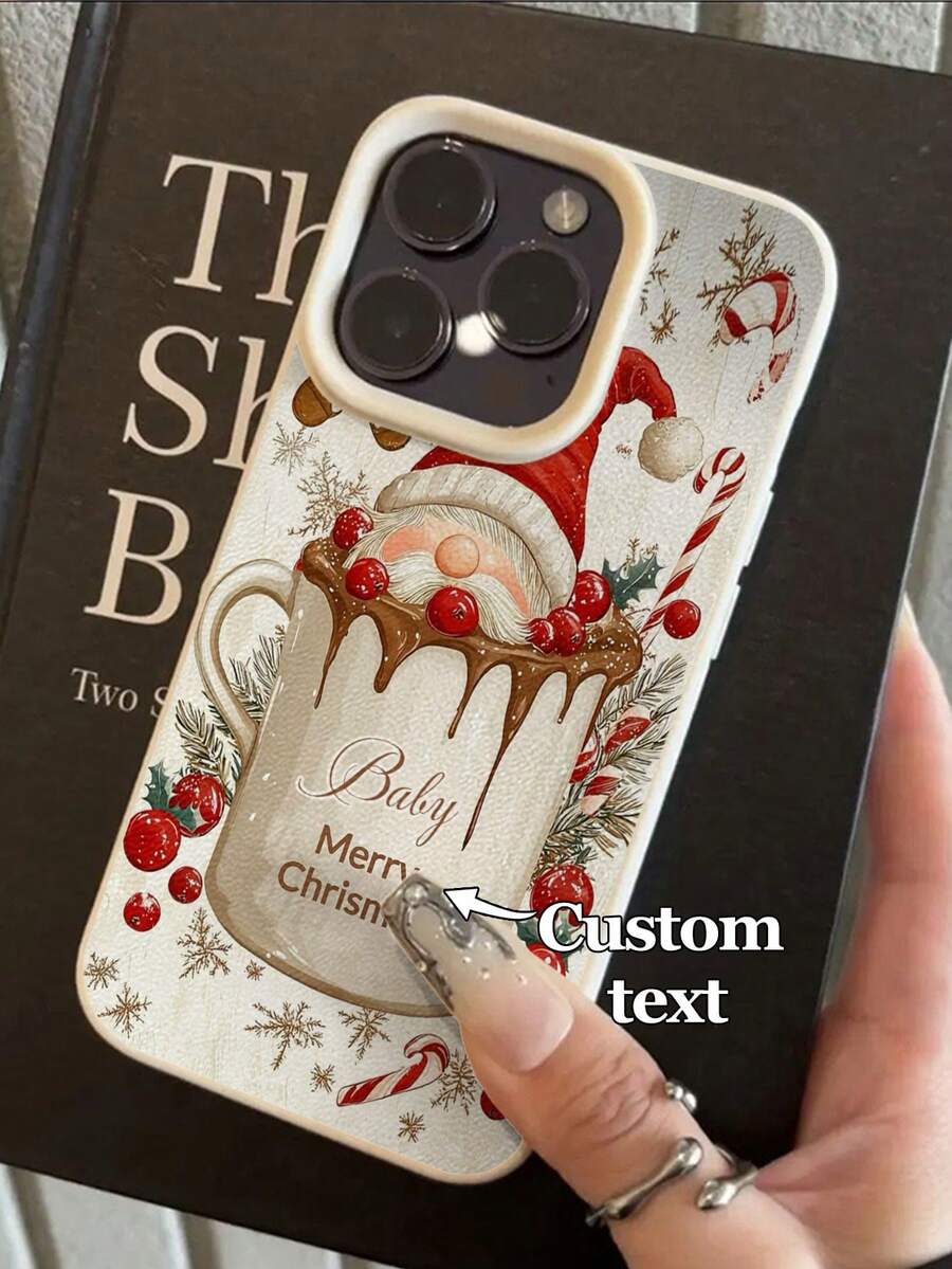1pc Customized Text & Funny Christmas Themed Design Phone Case, Compatible With IPhone 17 Pro Max/17 Air/15 Pro Max/16 E/14 Plus/13/12/11, S24/20 Ultra/A52S/A53/A05S, Note 13 Pro Plus/Note 12 Pro Plus/Note 9, Made Of TPU Material, Personalized, Best Gift For Friends, Girlfriends, Family For Christmas,International Version, Not The Domestic Version - White - View 1