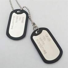 1 PC Military Style Black Dog Tag Chain Necklace, Stylish Iron Pendant For Men, Durable And Personalized Dog Tag Necklace, Can Be Engraved With Name, Date Of Birth, Blood Type And Phone Number - Bạc - Xem 10