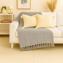 Handmade Decorative Sofa Throw Blanket, XGG Giant Size, Protective Cotton - Light Grey - View 2