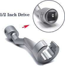 EstiloLlave de tuerca de inyección de combustible de 19 mm con cuadradillo de ½", línea de inyección de 12 puntos, llave de tuerca acampanada tipo abierto para motor diesel Mercedes-BenzVersión mejorada