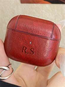 [Customized]Personalized Custom Luxury Name Letter Customized Cover Compatible With 1 2 3 4 Pro 2 Pro 3 Lychee Pattern TPU Earphone Case