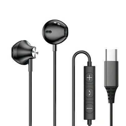 Auriculares con cable USB-C S08 de metal, auriculares con micrófono, control de volumen, estéreo de graves, compatibles con Galaxy S25 S24 S23 S22 S21 S20 A53 A54, 16/16 Plus/16 Pro/16 Pro Max/15 Series, audio de coche