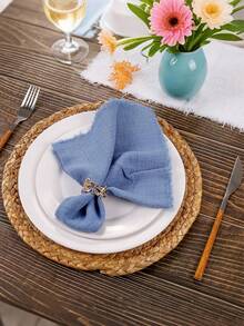 6pcs Ramadan Napkin Ring, Carnival Napkin Ring, Metal Napkin Ring Holder Suitable For Eid Al Fitr Parties, Ramadan Holiday Table Decoration (Silver, Gold, Rose Gold) - Multicolor - View 6