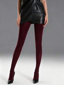 Quần tất nhung ấm áp hàng ngày cho nữ - Màu trơn đa năng, hoàn hảo cho mọi trang phục - Màu Đỏ Sâu - Xem 5