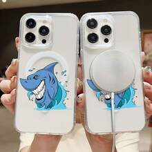 Funda divertida con diseño de ataque de tiburón, compatible con teléfonos ,  17,  16 Pro Max,  15 Pro Max,  13 y  12. Fabricada en TPU, ofrece protección contra golpes y caídas. Un regalo ideal para familiares, amigos, parejas y para Halloween. - transparente - Ver 1