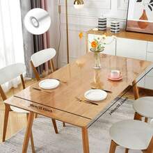 0.25mm Thick Transparent PVC Tablecloth, Scratch-Resistant Heat-Resistant Tabletop Protective Film, Suitable For Home, Hotel, Dining Table, Coffee Table, Household Use - White - View 33