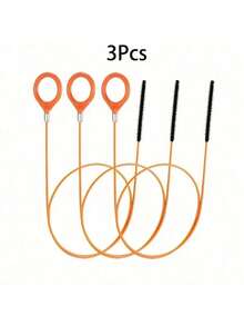 1/3pcs Extra Long Stainless Steel Nylon Coated Drainage Hooks - Suitable For Bathroom Sinks, Bathtubs, And Shower Rooms - Orange - View 10