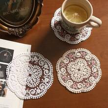 1pc Vintage French Style Lace Placemat, Elegant Lace Tablecloth, Handmade Embroidered Table Mat, Suitable For Home Dining Table Decor, Party Decoration, Home Decor, Room Decor, Wall Decor, Photography Backdrop, Photo Props - White - View 2