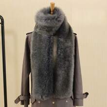 1 Pc Winter Fur Shawl Scarf Furry Scarf Imitation Fox Fur Collar Imitation Raccoon Fur Hat Strip Versatile Elongated For Women - Màu xám đen - Xem 8