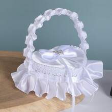 Satin Ring Box Wedding Ring Props Heart Shaped Rose Box With Handle Lace Ring Box - Multicolor - View 8