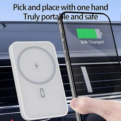 FCV Chargeur de voiture magnétique 15W avec support de ventilation pour charge sans fil rapide compatible Support de charge sans fil pour voiture compatible avec 17 Air Pro Max Plus 16 15 14 13 12